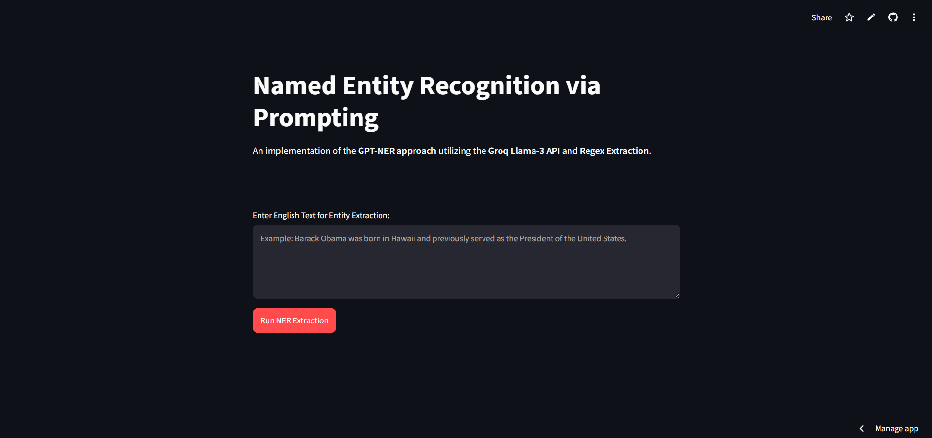 GPT-NER Implementation project screenshot