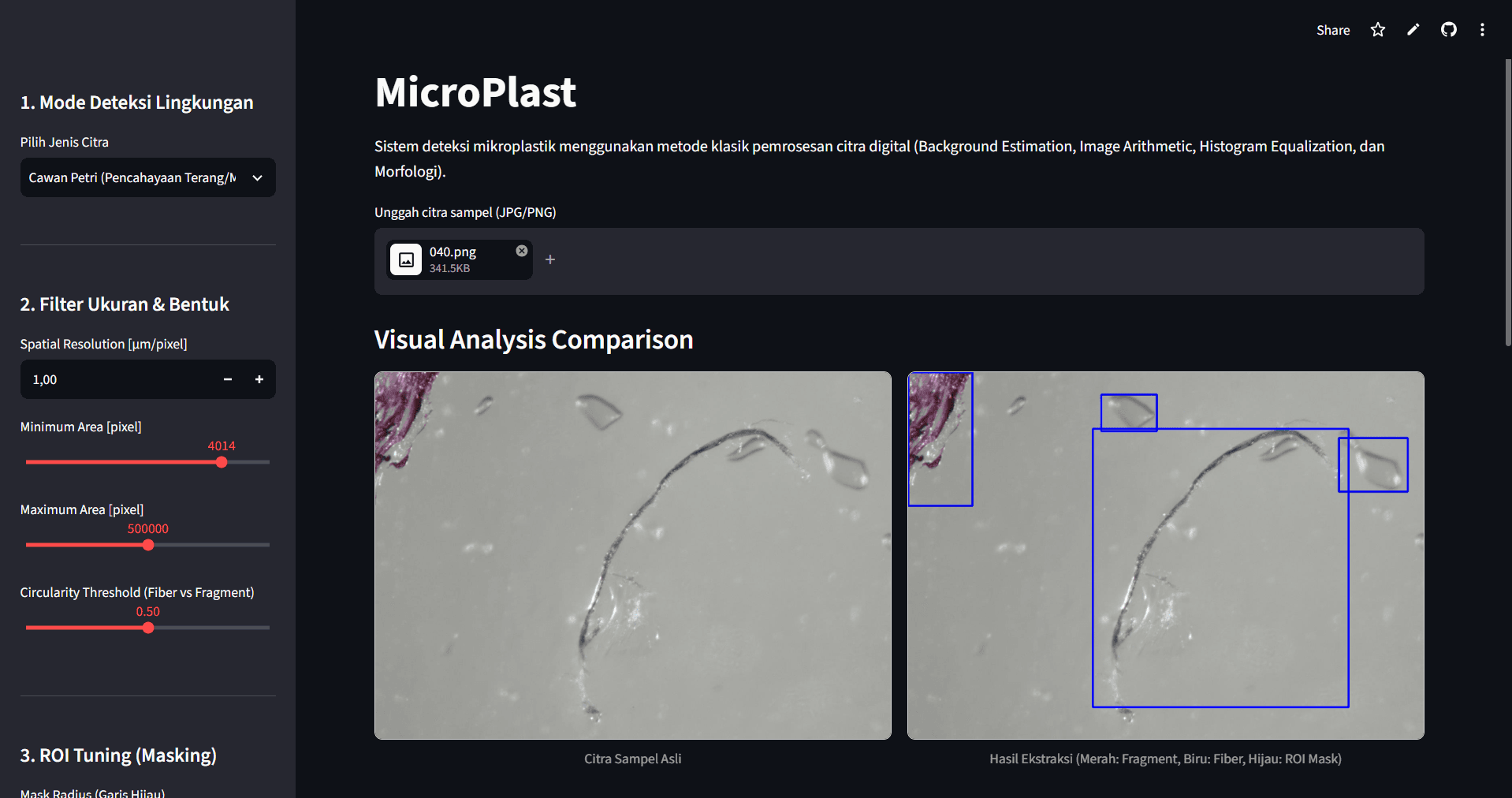 MicroPlast CV Scanner project screenshot