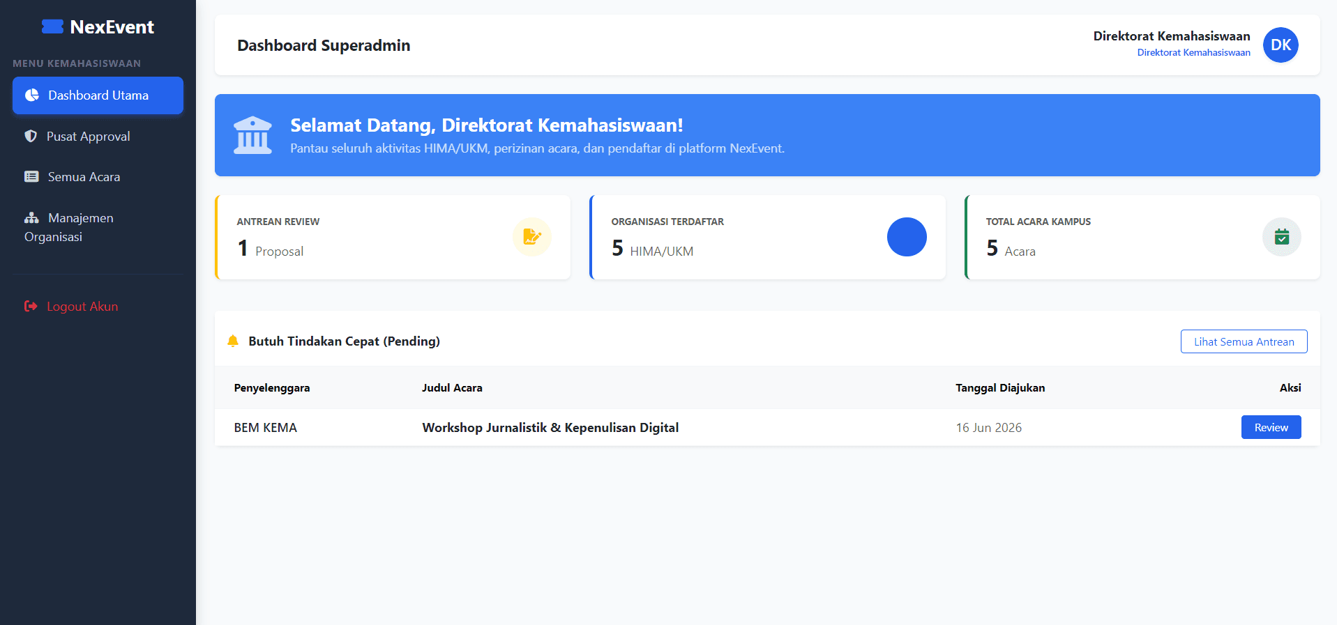 NexEvent project screenshot